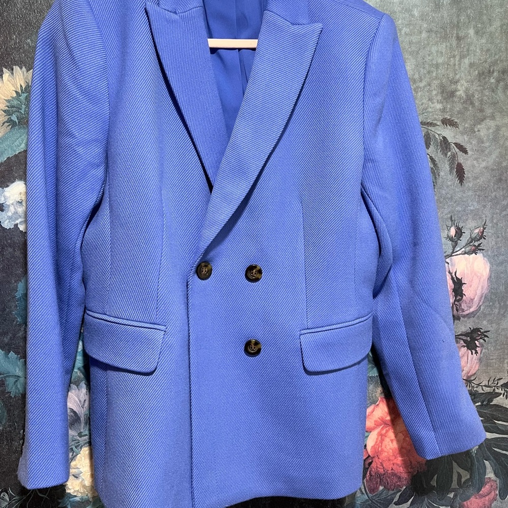 Ann Taylor Petite Periwinkle Double Breasted Blazer